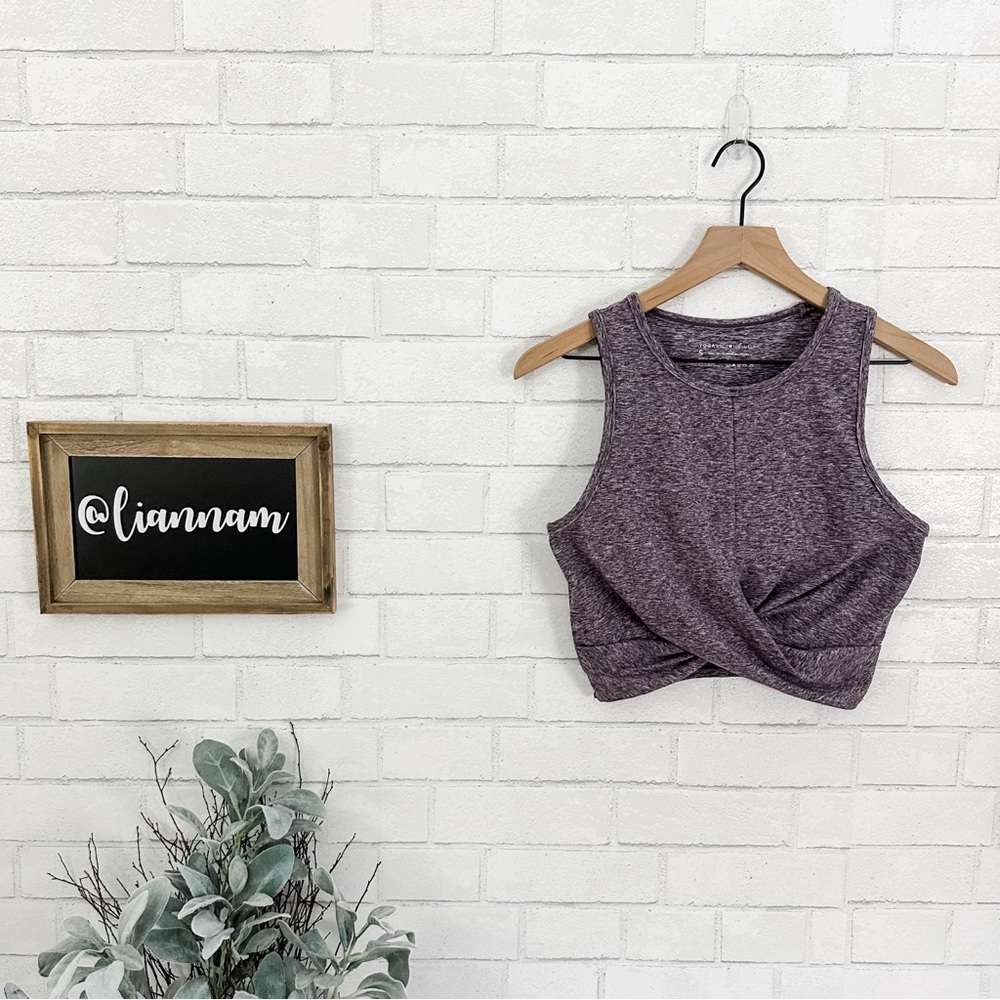 YOGALICIOUS LUX Heathered Maroon Twisted Front Bra Crop Top